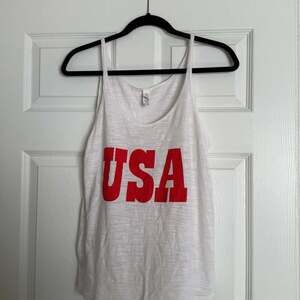 Bella + Canvas White USA Graphic Print Racerback Tank Top